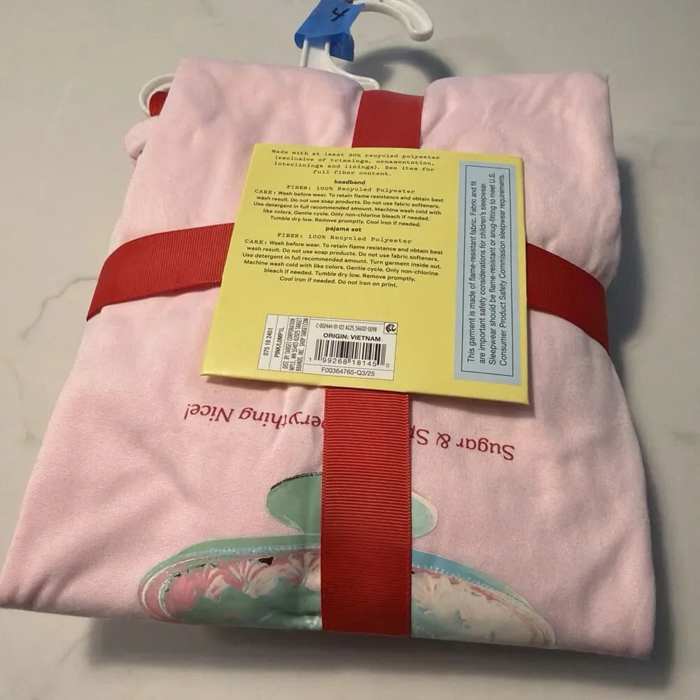 Art Class Girls XL 14-16 Pink Long Sleeve Pajama Set Spa Headband 3 Pc NWT